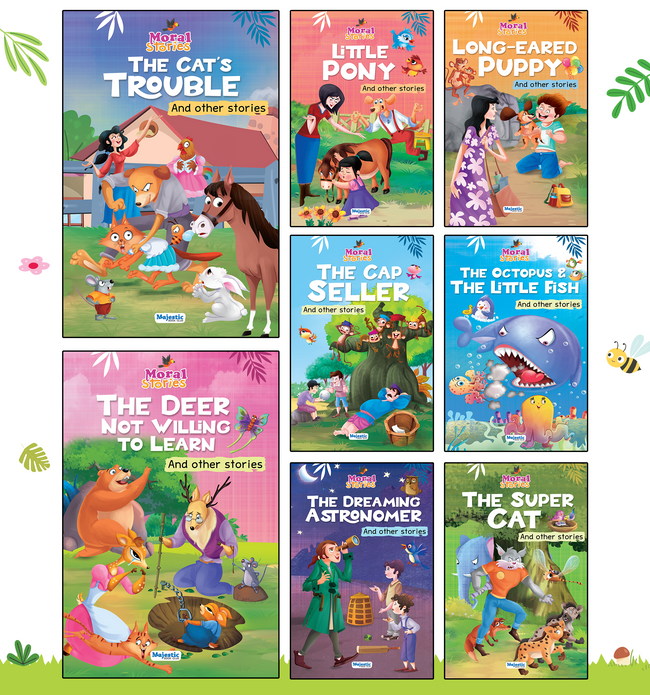 Moral Story Books for Kids | Set of 8 Books | Moral Short Stories with Colourful Pictures - 3 Years to 10 Years Old Children | Bedtime Children Story Book