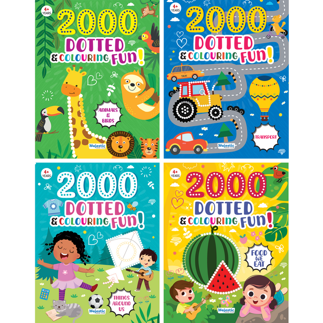 Dotted & Colouring Sticker Books Set of 4 for Kids | 8000+ Dot Stickers Book for Age 4+ | Early Learning Activity Books for Kids | Fun & Engaging Stickers Book for Kids & Children | Ideal for Gifting