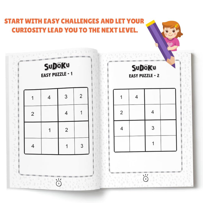 Sudoku Puzzle Books for Kids 4+ (Set of 4) – 500+ Brain Games Puzzle | 4 Levels of Challenge