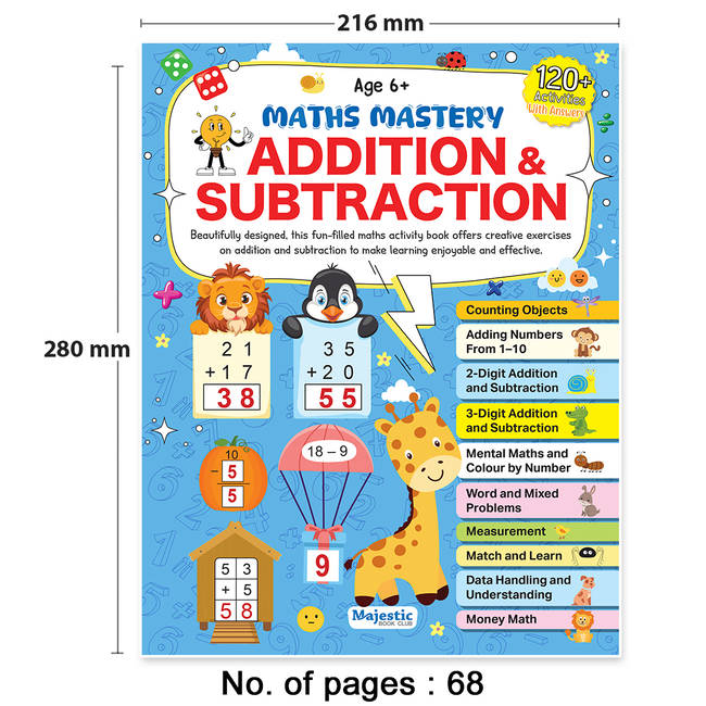 Addition & Subtraction Maths Activity Book for Kids | 120+ Engaging Activities | Fun Characters & Colourful Images | Skill Booster Activities for Children Age 6+ | Learn, Play Everyday