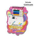 Unicorn Shaped Colouring Book for Kids, 4 Sketch Pens and Sticker Sheet, Unicorn Activity Colouring Kit, Art Set Gift for Children Ages 3+