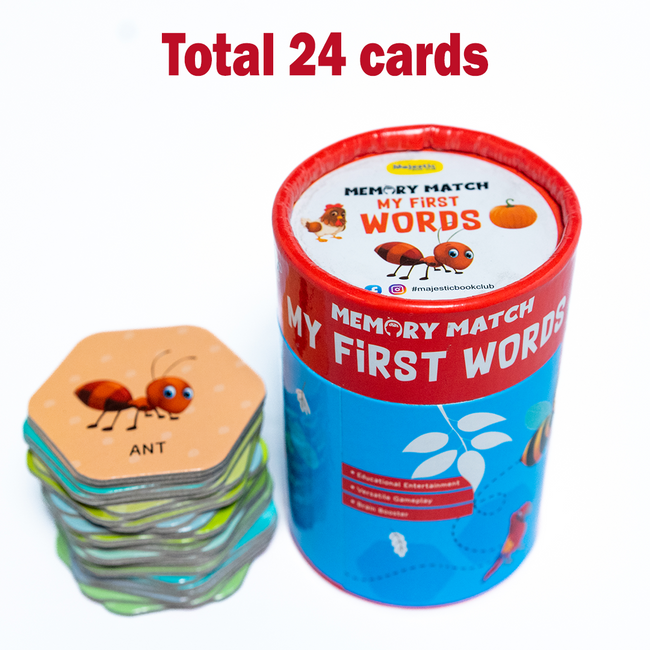 Memory Match Game: My First Words β 24 Durable Cards, 12 Word-Themed Pairs, Brain-Boosting Educational Game for Early Learners, Toddlers, and Families