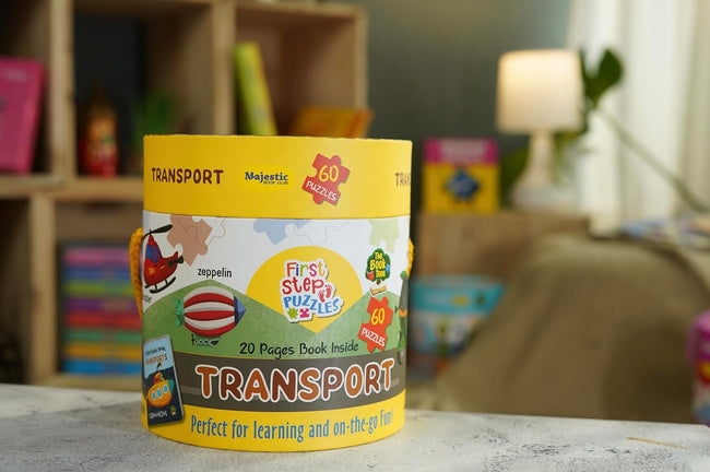 Transport Puzzle Box for Kids Age 2+ I Educational Toy with 60 Jigsaw Puzzle Pieces + 1 Board Book