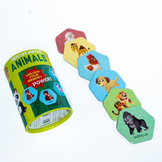 Memory Match Game: Animals ā 24 Durable Cards, 12 Fun Animal Pairs, Brain-Boosting Educational Game for Kids, Toddlers, and FamiliesĀ