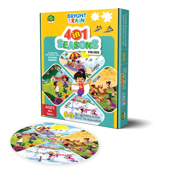 Bright Brain 4 in 1 Indian Seasons Jigsaw Puzzle for Kids, 60 Piece Puzzles | Educational Toy for Ages 3 and Above, Gift Box