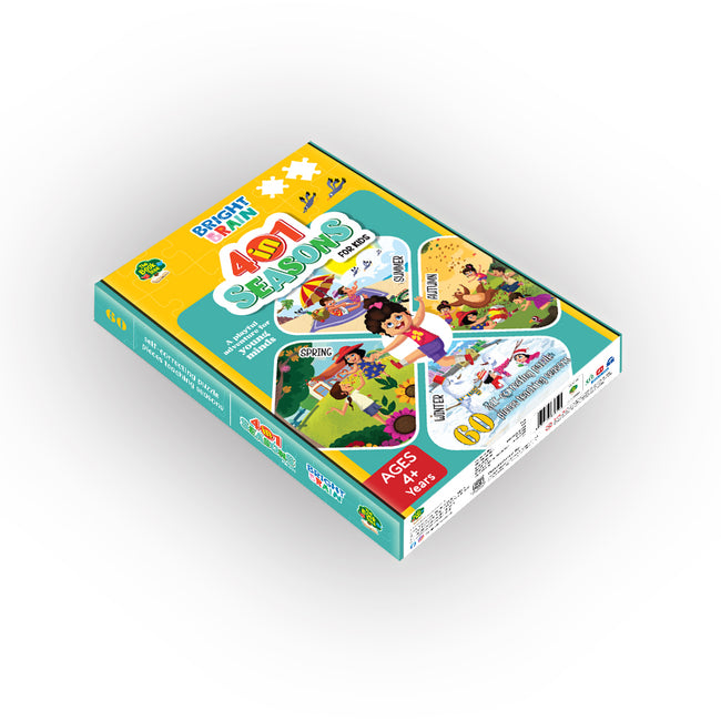 Bright Brain 4 in 1 Indian Seasons Jigsaw Puzzle for Kids, 60 Piece Puzzles | Educational Toy for Ages 3 and Above, Gift Box