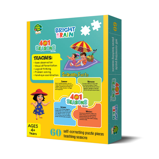 Bright Brain 4 in 1 Indian Seasons Jigsaw Puzzle for Kids, 60 Piece Puzzles | Educational Toy for Ages 3 and Above, Gift Box