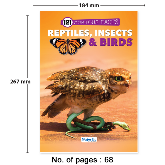 121 Reptiles, Insects & Birds Facts Book for Kids Ages 8+ | Educational Paperback with Colourful Images & Bold Text | 121 Curious Facts for All Ages by Majestic Book Club