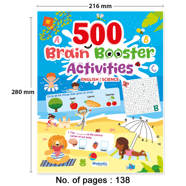 Brain Booster Activity Book for Children Age 5+ | 500 Engaging & Brain-boosting Activities | Build Confidence and Focus | Enhance Vocabulary | English & Science Activities