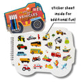 Vehicles Shaped Colouring Book for Kids, 4 Sketch Pens and Sticker Sheet, Transport Activity Colouring Kit, Gift Set for Children Ages 3+