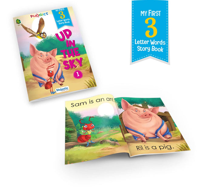 Phonics 3 letter words reading book, set of 4 books for early readers.