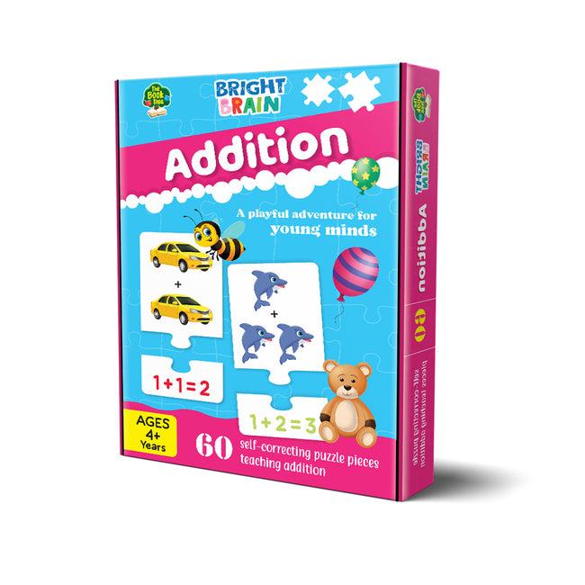 Bright Brain Addition Puzzle – Learn Basic Math with 60 Pieces Puzzle – Fun & Educational for Kids Age 4+ – Educational Toy Birthday Gift for Boys and Girls by Majestic Book Club