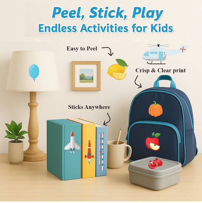 My First Transport, Fruits & Vegetables Sticker Book | 16 Pages + 8 Sticker Sheets of Fun Learning Activities for Kids Ages 3+ | Fun Preschool Activity Book by Majestic Book Club