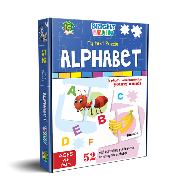 Bright Brain Alphabet Puzzle - 52 Piece Jigsaw Puzzle for Preschoolers, Educational Toy for Learning ABC and Letters, Gifts for Kids Ages 3 to 6