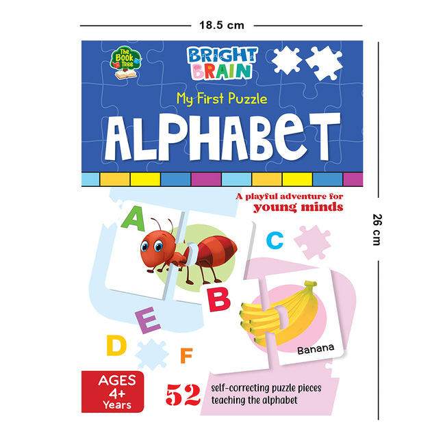 Bright Brain Alphabet Puzzle - 52 Piece Jigsaw Puzzle for Preschoolers, Educational Toy for Learning ABC and Letters, Gifts for Kids Ages 3 to 6