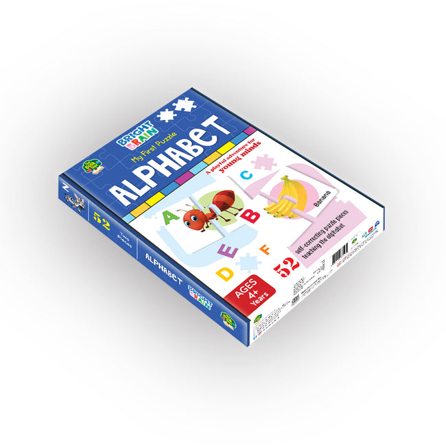 Bright Brain Alphabet Puzzle - 52 Piece Jigsaw Puzzle for Preschoolers, Educational Toy for Learning ABC and Letters, Gifts for Kids Ages 3 to 6