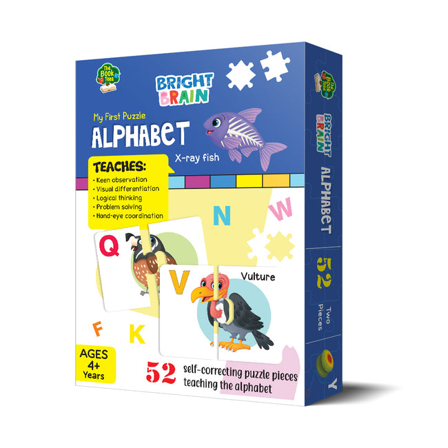 Bright Brain Alphabet Puzzle - 52 Piece Jigsaw Puzzle for Preschoolers, Educational Toy for Learning ABC and Letters, Gifts for Kids Ages 3 to 6