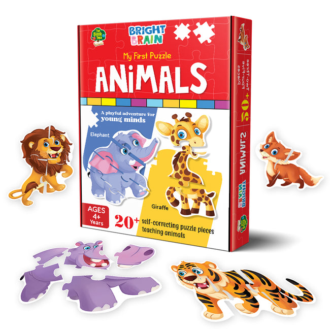 Bright Brain Animals Puzzle 20+ Big Size Piece Jigsaw Puzzle for Preschoolers, Educational Toy for Learning Animals, Gifts for Kids Ages 3 to 6