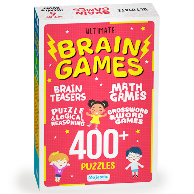 400+ Brain Boosting Activity Book for 6+ Years Old Kids | Set of 4 book - 400+ activities with Maths Games, Brain Teasers, Puzzle & Logical Reasoning, Crosswords & Word Games