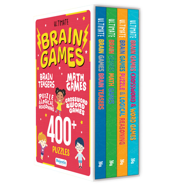 400+ Brain Boosting Activity Book for 6+ Years Old Kids | Set of 4 book - 400+ activities with Maths Games, Brain Teasers, Puzzle & Logical Reasoning, Crosswords & Word Games