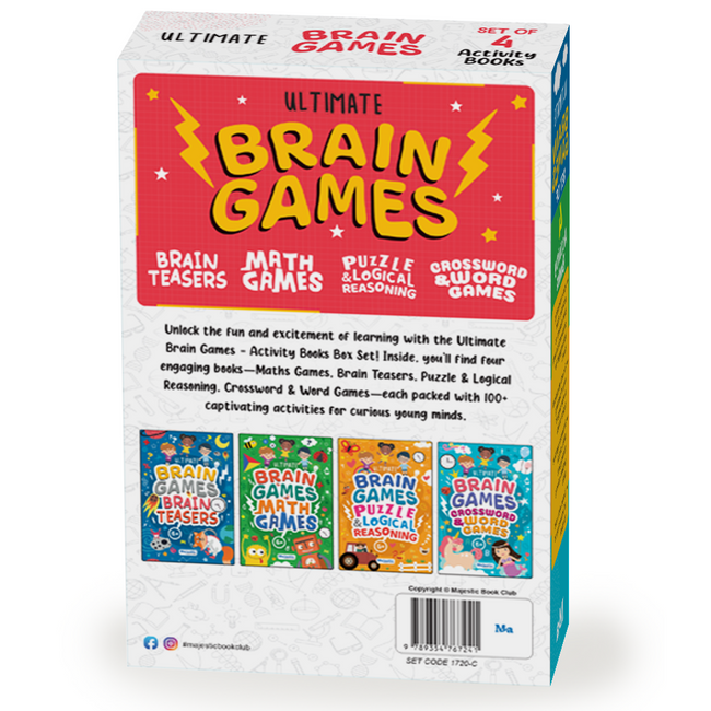 400+ Brain Boosting Activity Book for 6+ Years Old Kids | Set of 4 book - 400+ activities with Maths Games, Brain Teasers, Puzzle & Logical Reasoning, Crosswords & Word Games