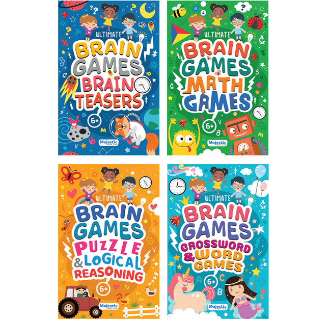 400+ Brain Boosting Activity Book for 6+ Years Old Kids | Set of 4 book - 400+ activities with Maths Games, Brain Teasers, Puzzle & Logical Reasoning, Crosswords & Word Games