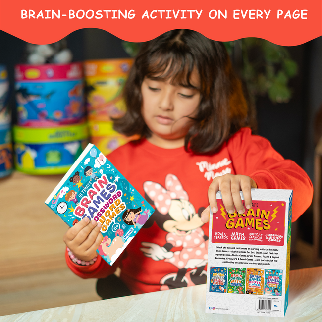 400+ Brain Boosting Activity Book for 6+ Years Old Kids | Set of 4 book - 400+ activities with Maths Games, Brain Teasers, Puzzle & Logical Reasoning, Crosswords & Word Games