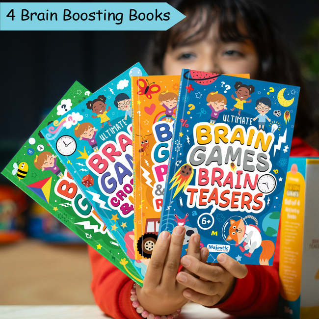 400+ Brain Boosting Activity Book for 6+ Years Old Kids | Set of 4 book - 400+ activities with Maths Games, Brain Teasers, Puzzle & Logical Reasoning, Crosswords & Word Games