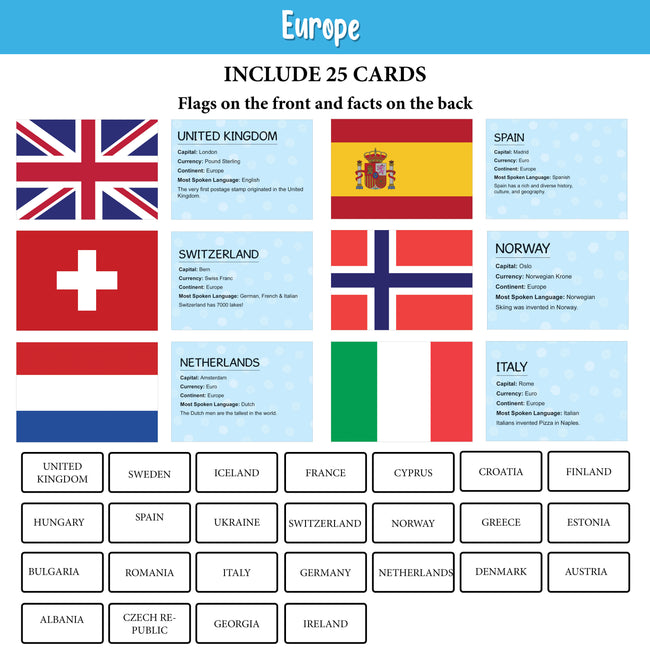 My First 100 Illustrated Flashcards: Continents - Explore continents, countries, flags, capitals, currencies, languages, and cultural facts.
