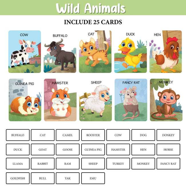 My First 100 Illustrated Flashcards: Animals - Explore The Animal Kingdom with Vibrant Illustrations, Fostering Early Learning and Curiosity in Toddlers.