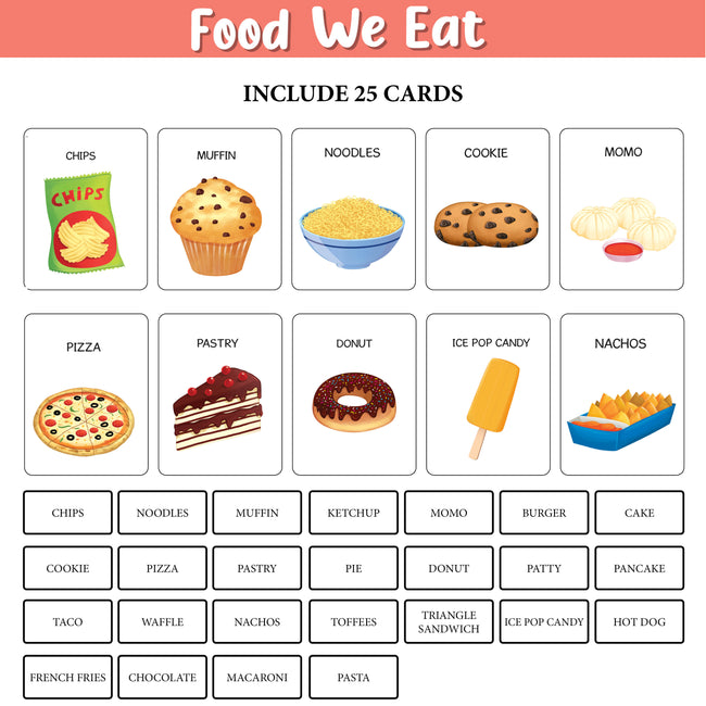 My First 100 Illustrated Early Learning Flash Cards :Food we eat, Vegetables,Fruits, Food we eat | Best for Gifting