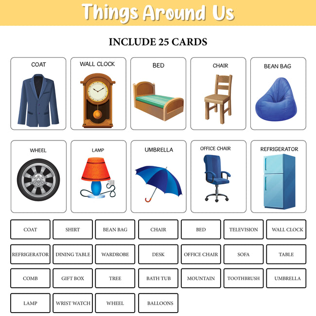 My First 100 Illustrated Flashcards: Professions, Opposites, Baby Objects and Things Around Us - Delightful Illustrations and Well-Labelled Words, Inspiring Toddlers' imaginations.| Best for Gifting