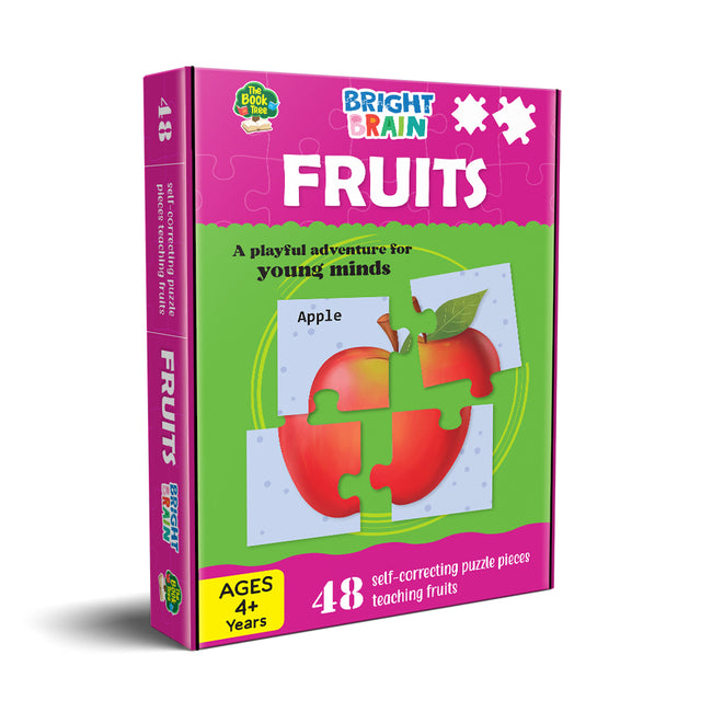 Bright Brain Fruits 48 Piece Jigsaw Puzzle for Preschoolers, Educational Toy for Learning Fruits, Gifts for Kids Ages 3 to 6
