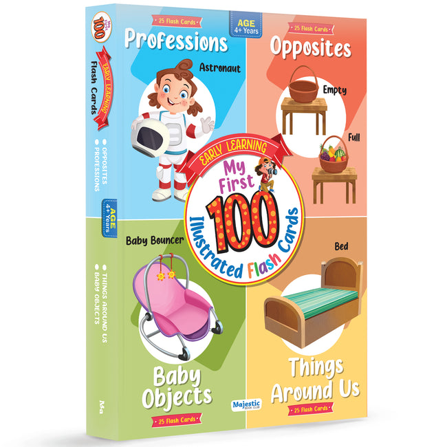 My First 100 Illustrated Flashcards: Professions, Opposites, Baby Objects and Things Around Us - Delightful Illustrations and Well-Labelled Words, Inspiring Toddlers' imaginations.| Best for Gifting