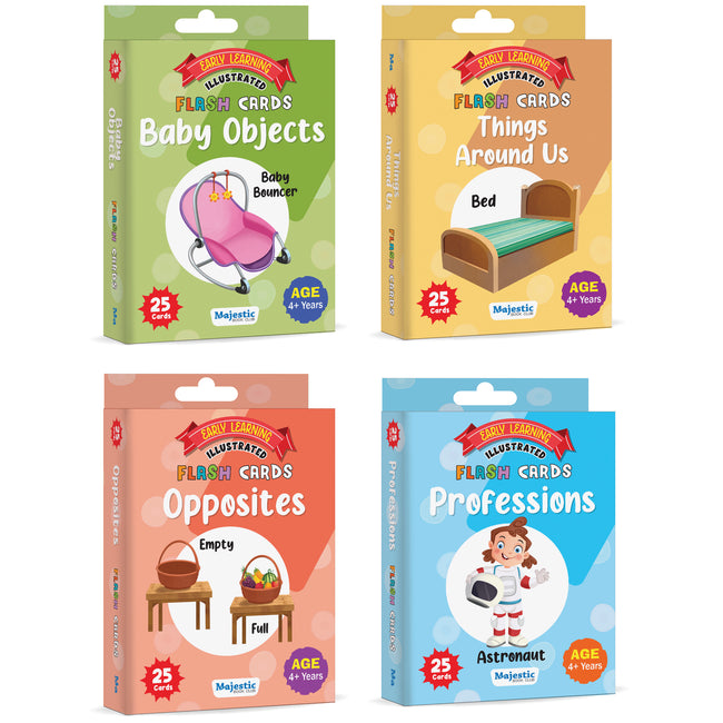 My First 100 Illustrated Flashcards: Professions, Opposites, Baby Objects and Things Around Us - Delightful Illustrations and Well-Labelled Words, Inspiring Toddlers' imaginations.| Best for Gifting