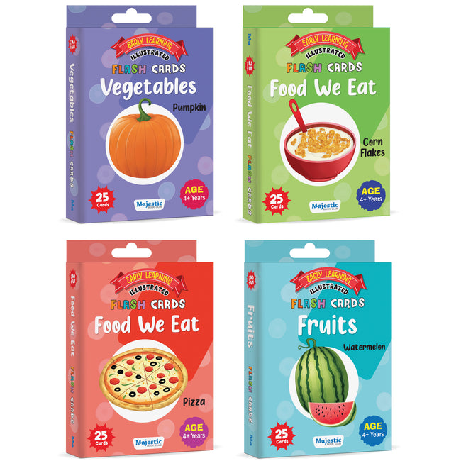 My First 100 Illustrated Early Learning Flash Cards :Food we eat, Vegetables,Fruits, Food we eat | Best for Gifting