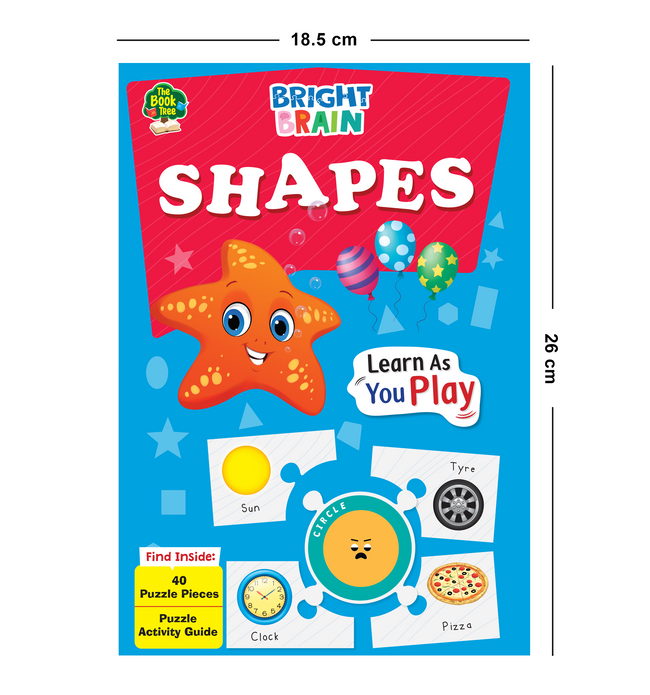 Bright Brain Shapes Puzzle - Learn & Recognise Shapes with 40 Puzzle Pieces – Engaging Activity for Kids Age 3+ - Gift Box by Majestic Book Club