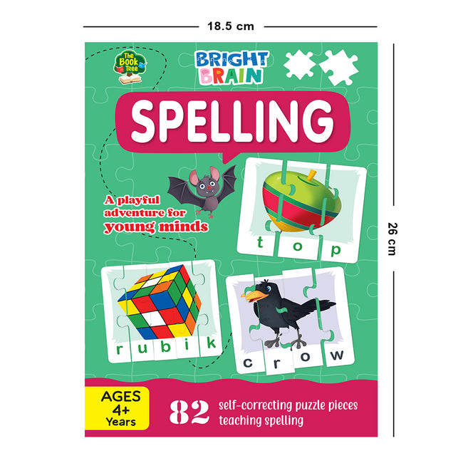 Bright Brain Spellings 82 Piece (20 Sets) Jigsaw Puzzle for Preschoolers, Educational Toy for Learning Space, Gifts for Kids Ages 3 to 6