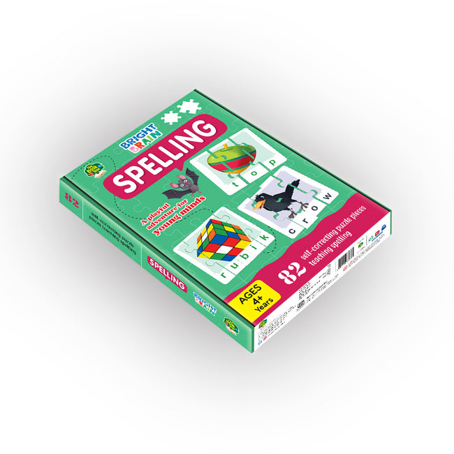 Bright Brain Spellings 82 Piece (20 Sets) Jigsaw Puzzle for Preschoolers, Educational Toy for Learning Space, Gifts for Kids Ages 3 to 6