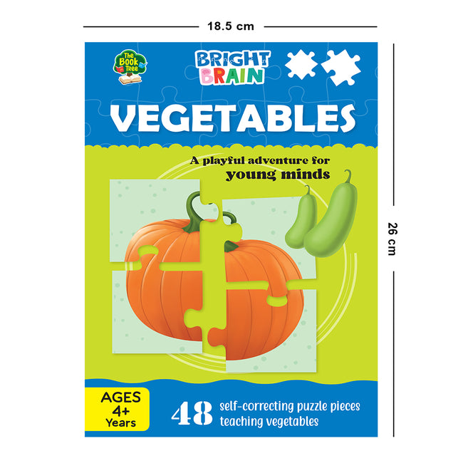 Bright Brain Vegetables 48 Piece Jigsaw Puzzle for Preschoolers, Educational Toy for Learning Animals Family Food, Gifts for Kids Ages 3 to 6
