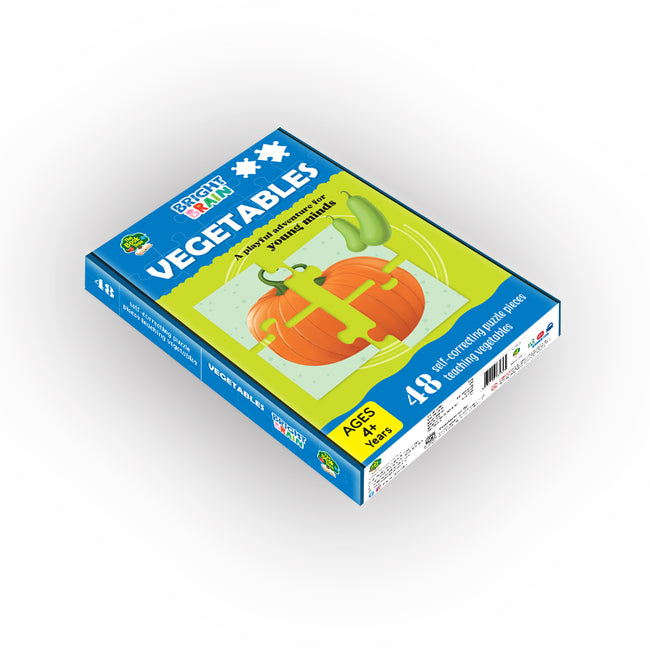 Bright Brain Vegetables 48 Piece Jigsaw Puzzle for Preschoolers, Educational Toy for Learning Animals Family Food, Gifts for Kids Ages 3 to 6