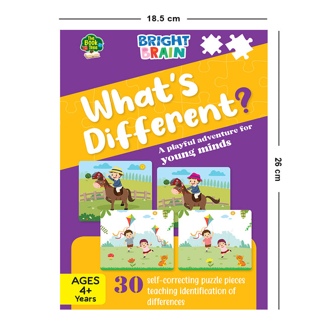 Bright Brain What's Different 30 Piece Jigsaw Puzzle for Preschoolers, Educational Toy for Finding Differences Among Pictures, Gifts for Kids Ages 3 to 6