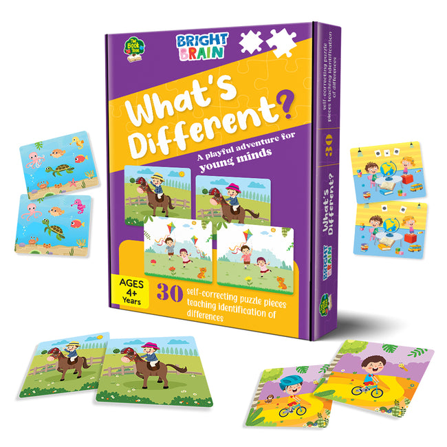 Bright Brain What's Different 30 Piece Jigsaw Puzzle for Preschoolers, Educational Toy for Finding Differences Among Pictures, Gifts for Kids Ages 3 to 6