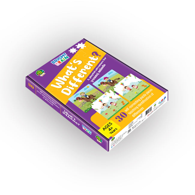 Bright Brain What's Different 30 Piece Jigsaw Puzzle for Preschoolers, Educational Toy for Finding Differences Among Pictures, Gifts for Kids Ages 3 to 6