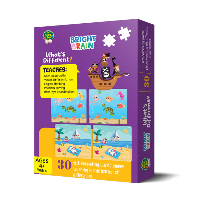Bright Brain What's Different 30 Piece Jigsaw Puzzle for Preschoolers, Educational Toy for Finding Differences Among Pictures, Gifts for Kids Ages 3 to 6