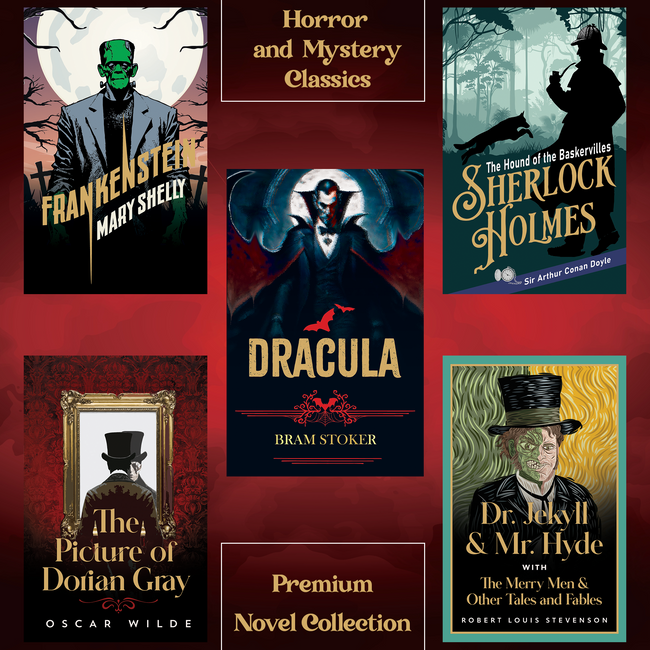 Horror and Mystery Classics | Frankenstein, Dracula, Dorian Gray, Dr Jekyll and Mr Hyde and The Hound of the Baskervilles | 5 Gothic Horror & Mystery Classics with Bookmarks | Unabridged Gift Set in Sturdy Box
