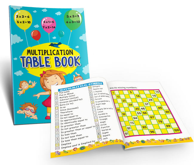 Multiplication Table Book for Kids | 48 Pages of Easy Math Fun | Counting, Math Symbols, Prime Numbers & More | Early Learning Math Guide for Ages 2+ | Develop Math Skills and Confidence