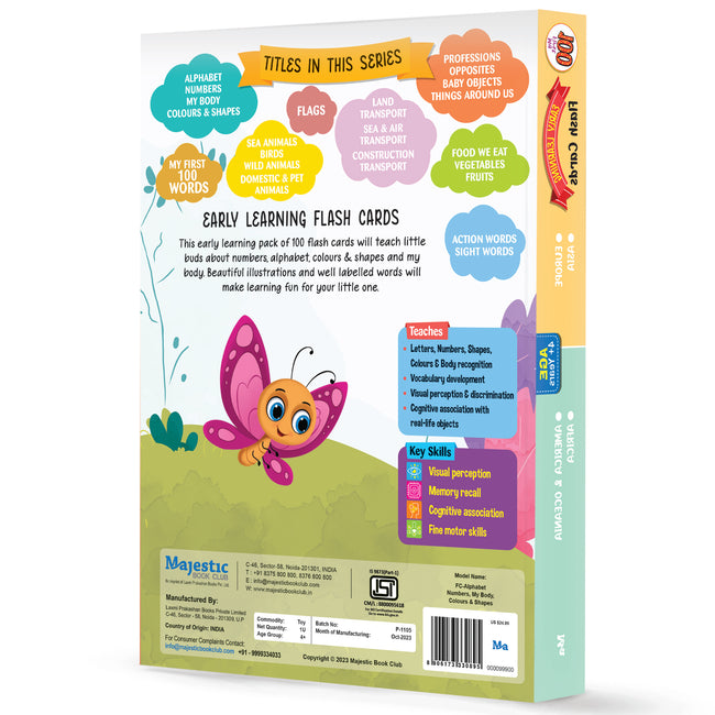 My First 100 Illustrated Flashcards: Alphabet, Numbers, My Body & Shapes - Explore The ABCs, Numbers, Anatomy, and Shapes, Fostering Early Literacy, numeracy, and Cognitive Development in Toddlers.