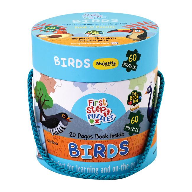 THE BOOK TREE Easy Peasy 20 Piece Early Learning Big Size Birds Jigsaw Puzzle for 2+ 3+ 4+ 5+ Kids with 1 Board Book. Gift Box by Majestic Book Club.