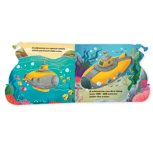 Transport Shaped Board Books I Board Books for Children Age 2+ I Set of 6 Books (12 Pages in each book) I Picture Book for Kids I Beautiful Illustrations I Set 2